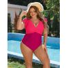 imageBlooming Jelly Womens Plus Size Swimsuit One Piece Tummy Control Bathing Suit Modest Full Coverage Ruffle Swim SuitsRose Red and Purplish Red
