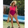 imageBlooming Jelly Womens Plus Size Swimsuit One Piece Tummy Control Bathing Suit Modest Full Coverage Ruffle Swim SuitsRose Red and Purplish Red