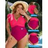 imageBlooming Jelly Womens Plus Size Swimsuit One Piece Tummy Control Bathing Suit Modest Full Coverage Ruffle Swim SuitsRose Red and Purplish Red
