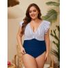 imageBlooming Jelly Womens Plus Size Swimsuit One Piece Tummy Control Bathing Suit Modest Full Coverage Ruffle Swim SuitsStripe and Blue