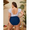 imageBlooming Jelly Womens Plus Size Swimsuit One Piece Tummy Control Bathing Suit Modest Full Coverage Ruffle Swim SuitsStripe and Blue