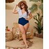 imageBlooming Jelly Womens Plus Size Swimsuit One Piece Tummy Control Bathing Suit Modest Full Coverage Ruffle Swim SuitsStripe and Blue
