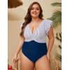 imageBlooming Jelly Womens Plus Size Swimsuit One Piece Tummy Control Bathing Suit Modest Full Coverage Ruffle Swim SuitsStripe and Blue