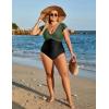 imageBlooming Jelly Womens Plus Size Swimsuit One Piece Tummy Control Bathing Suit V Neck Ruched Modest SwimwearArmy Green and Black