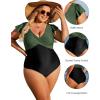 imageBlooming Jelly Womens Plus Size Swimsuit One Piece Tummy Control Bathing Suit V Neck Ruched Modest SwimwearArmy Green and Black