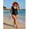 imageBlooming Jelly Womens Plus Size Swimsuit One Piece Tummy Control Bathing Suit V Neck Ruched Modest SwimwearBlack
