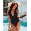 imageBlooming Jelly Womens Sexy One Piece Bathing Suit Slimming High Cut Swimsuits Retro Halter V Neck MonokiniBlack