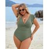 imageBlooming Jelly Womens Tummy Control Bathing Suit One Piece Plus Size Swimsuits Lace Up Back Ruffle Swim Suits 2025Army Green