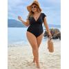 imageBlooming Jelly Womens Tummy Control Bathing Suit One Piece Plus Size Swimsuits Lace Up Back Ruffle Swim Suits 2025Black
