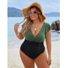 imageBlooming Jelly Womens Tummy Control Bathing Suit One Piece Plus Size Swimsuits Lace Up Back Ruffle Swim Suits 2025Black Green