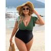 imageBlooming Jelly Womens Tummy Control Bathing Suit One Piece Plus Size Swimsuits Lace Up Back Ruffle Swim Suits 2025Black Green