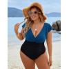 imageBlooming Jelly Womens Tummy Control Bathing Suit One Piece Plus Size Swimsuits Lace Up Back Ruffle Swim Suits 2025Blue Black