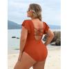 imageBlooming Jelly Womens Tummy Control Bathing Suit One Piece Plus Size Swimsuits Lace Up Back Ruffle Swim Suits 2025Dark Orange