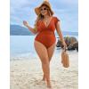 imageBlooming Jelly Womens Tummy Control Bathing Suit One Piece Plus Size Swimsuits Lace Up Back Ruffle Swim Suits 2025Dark Orange