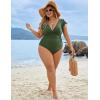 imageBlooming Jelly Womens Tummy Control Bathing Suit One Piece Plus Size Swimsuits Lace Up Back Ruffle Swim Suits 2025Green