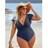 imageBlooming Jelly Womens Tummy Control Bathing Suit One Piece Plus Size Swimsuits Lace Up Back Ruffle Swim Suits 2025Haze Blue