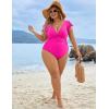 imageBlooming Jelly Womens Tummy Control Bathing Suit One Piece Plus Size Swimsuits Lace Up Back Ruffle Swim Suits 2025Hot Pink