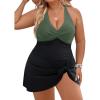 imageBlooming Jelly Womens Plus Size Bathing Suit One Piece Swimsuit Tummy Control Swim Dress Modest Full Coverage Swim Suits 2025Black Green