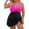 imageBlooming Jelly Womens Plus Size Bathing Suit One Piece Swimsuit Tummy Control Swim Dress Modest Full Coverage Swim Suits 2025Black Pink