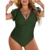 imageBlooming Jelly Womens Plus Size Swimsuit One Piece Tummy Control Bathing Suit Modest Full Coverage Ruffle Swim SuitsArmy Green