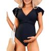 imageBlooming Jelly Womens Plus Size Swimsuit One Piece Tummy Control Bathing Suit Modest Full Coverage Ruffle Swim SuitsMaternity Black