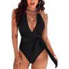 imageBlooming Jelly Womens Sexy One Piece Bathing Suit Slimming High Cut Swimsuits Retro Halter V Neck MonokiniBlack