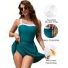 imageBlooming Jelly Women One Piece Swimsuit Tummy Control Swim Dress Color Block Modest Bathing Suit Retro Swim Suit SkirtTurquoise