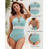 imageBlooming Jelly Womens One Piece Swimsuit Full Coverage Tummy Control Bathing Suits Color Block Halter Swim SuitsLight Army Green