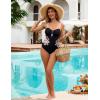 imageBlooming Jelly Womens One Piece Swimsuit Slimming Color Block High Cut Bathing Suit Cheeky Floral Cutout SwimwearBlack