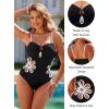 imageBlooming Jelly Womens One Piece Swimsuit Slimming Color Block High Cut Bathing Suit Cheeky Floral Cutout SwimwearBlack