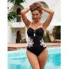 imageBlooming Jelly Womens One Piece Swimsuit Slimming Color Block High Cut Bathing Suit Cheeky Floral Cutout SwimwearBlack