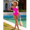 imageBlooming Jelly Womens One Piece Swimsuit Slimming Color Block High Cut Bathing Suit Cheeky Floral Cutout SwimwearHot Pink