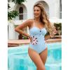 imageBlooming Jelly Womens One Piece Swimsuit Slimming Color Block High Cut Bathing Suit Cheeky Floral Cutout SwimwearSky Blue