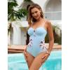 imageBlooming Jelly Womens One Piece Swimsuit Slimming Color Block High Cut Bathing Suit Cheeky Floral Cutout SwimwearSky Blue