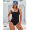 imageBlooming Jelly Womens One Piece Swimsuit Sporty Tummy Control Bathing Suit Ribbed Slimming Cute Flattering High Cut SwimwearBlack