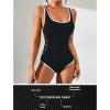 imageBlooming Jelly Womens One Piece Swimsuit Sporty Tummy Control Bathing Suit Ribbed Slimming Cute Flattering High Cut SwimwearBlack