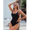 imageBlooming Jelly Womens One Piece Swimsuit Sporty Tummy Control Bathing Suit Ribbed Slimming Cute Flattering High Cut SwimwearBlack