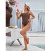 imageBlooming Jelly Womens One Piece Swimsuit Sporty Tummy Control Bathing Suit Ribbed Slimming Cute Flattering High Cut SwimwearCoffee