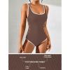 imageBlooming Jelly Womens One Piece Swimsuit Sporty Tummy Control Bathing Suit Ribbed Slimming Cute Flattering High Cut SwimwearCoffee