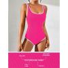 imageBlooming Jelly Womens One Piece Swimsuit Sporty Tummy Control Bathing Suit Ribbed Slimming Cute Flattering High Cut SwimwearHot Pink
