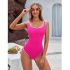imageBlooming Jelly Womens One Piece Swimsuit Sporty Tummy Control Bathing Suit Ribbed Slimming Cute Flattering High Cut SwimwearHot Pink