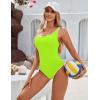 imageBlooming Jelly Womens One Piece Swimsuit Sporty Tummy Control Bathing Suit Ribbed Slimming Cute Flattering High Cut SwimwearNeon Green