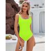 imageBlooming Jelly Womens One Piece Swimsuit Sporty Tummy Control Bathing Suit Ribbed Slimming Cute Flattering High Cut SwimwearNeon Green
