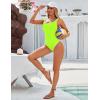 imageBlooming Jelly Womens One Piece Swimsuit Sporty Tummy Control Bathing Suit Ribbed Slimming Cute Flattering High Cut SwimwearNeon Green
