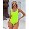 imageBlooming Jelly Womens One Piece Swimsuit Sporty Tummy Control Bathing Suit Ribbed Slimming Cute Flattering High Cut SwimwearNeon Green