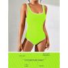 imageBlooming Jelly Womens One Piece Swimsuit Sporty Tummy Control Bathing Suit Ribbed Slimming Cute Flattering High Cut SwimwearNeon Green