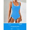 imageBlooming Jelly Womens One Piece Swimsuit Sporty Tummy Control Bathing Suit Ribbed Slimming Cute Flattering High Cut SwimwearSky Blue