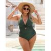imageBlooming Jelly Womens One Piece Swimsuit Tummy Control Modest Bathing Suit Criss Cross Tie Back Swimwear with FlowerArmy Green