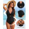 imageBlooming Jelly Womens One Piece Swimsuit Tummy Control Modest Bathing Suit Criss Cross Tie Back Swimwear with FlowerBlack