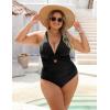 imageBlooming Jelly Womens One Piece Swimsuit Tummy Control Modest Bathing Suit Criss Cross Tie Back Swimwear with FlowerBlack